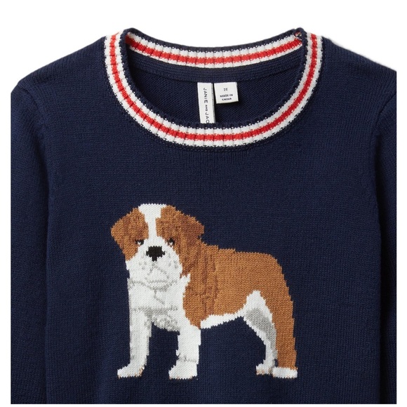 Janie and Jack Knit Crewneck Bulldog Sweater, 3T - Picture 2 of 6